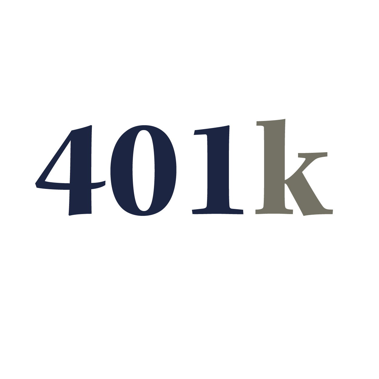 The image displays the text "401k" in dark blue and gray against a black background, likely representing retirement savings.